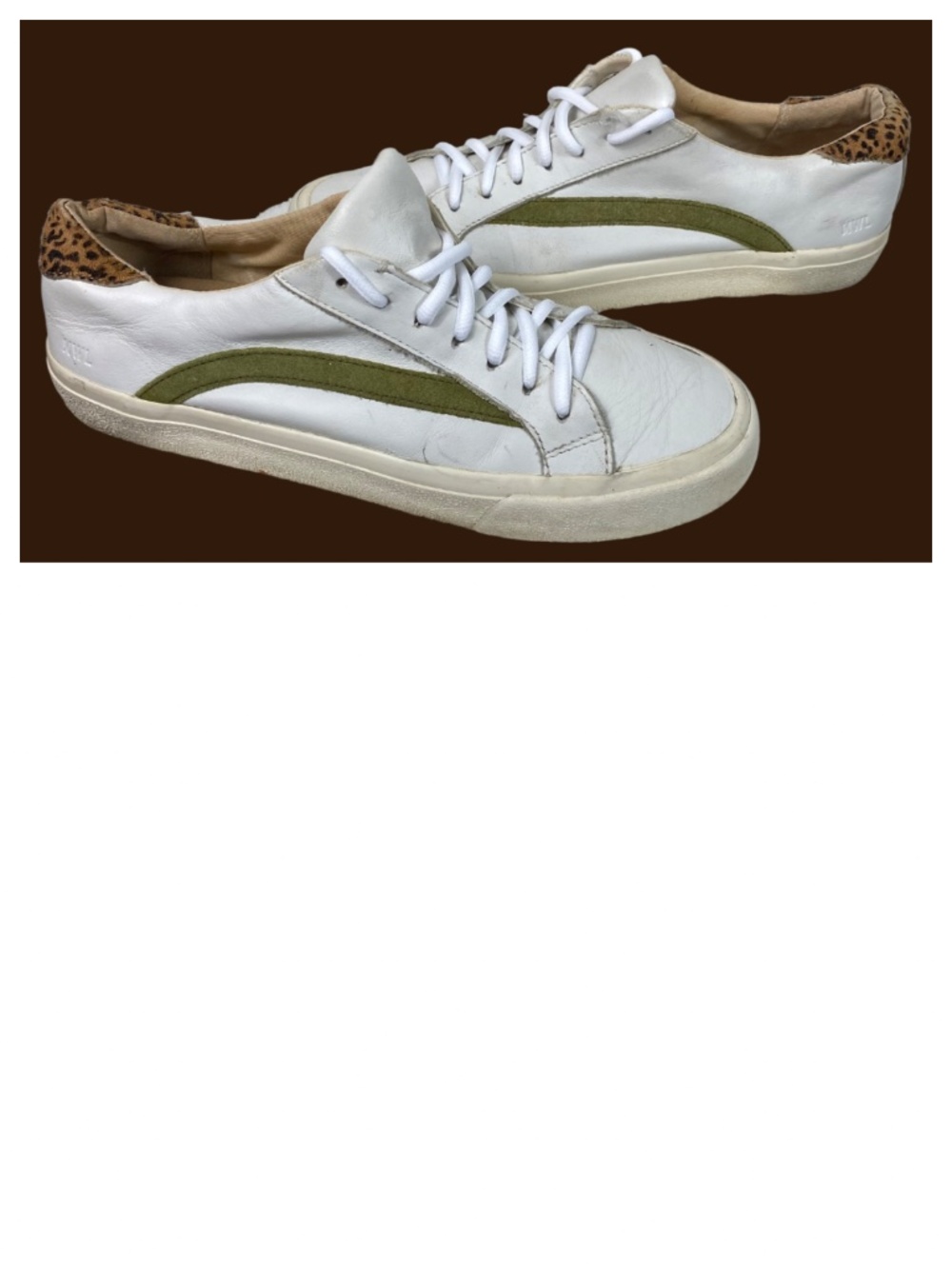 Madewell Sidewalk Sneakers Shoes Sz 9 White Leather Calf Hair Animal Print Low - Picture 4 of 10
